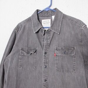 Levis‎ Shirt Men XL Charcoal Gray Fade Button Up Grunge 100% Cotton Timeless